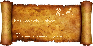 Matkovich Ambos névjegykártya